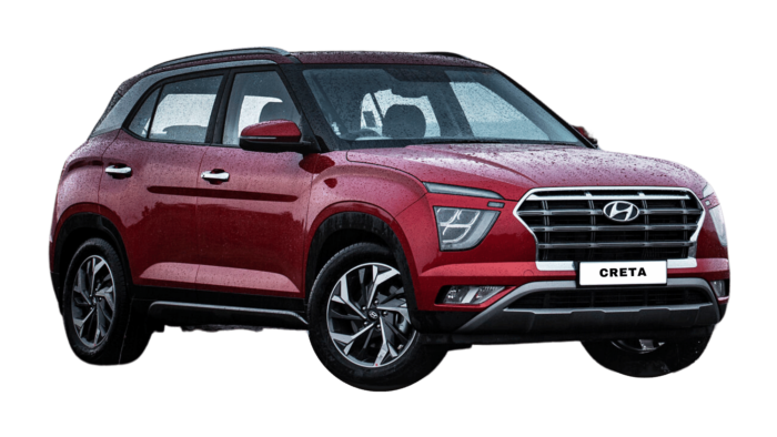 Mahir Car Rental in Goa - Hyundai Creta Automatic in an urban-styled front-right view.